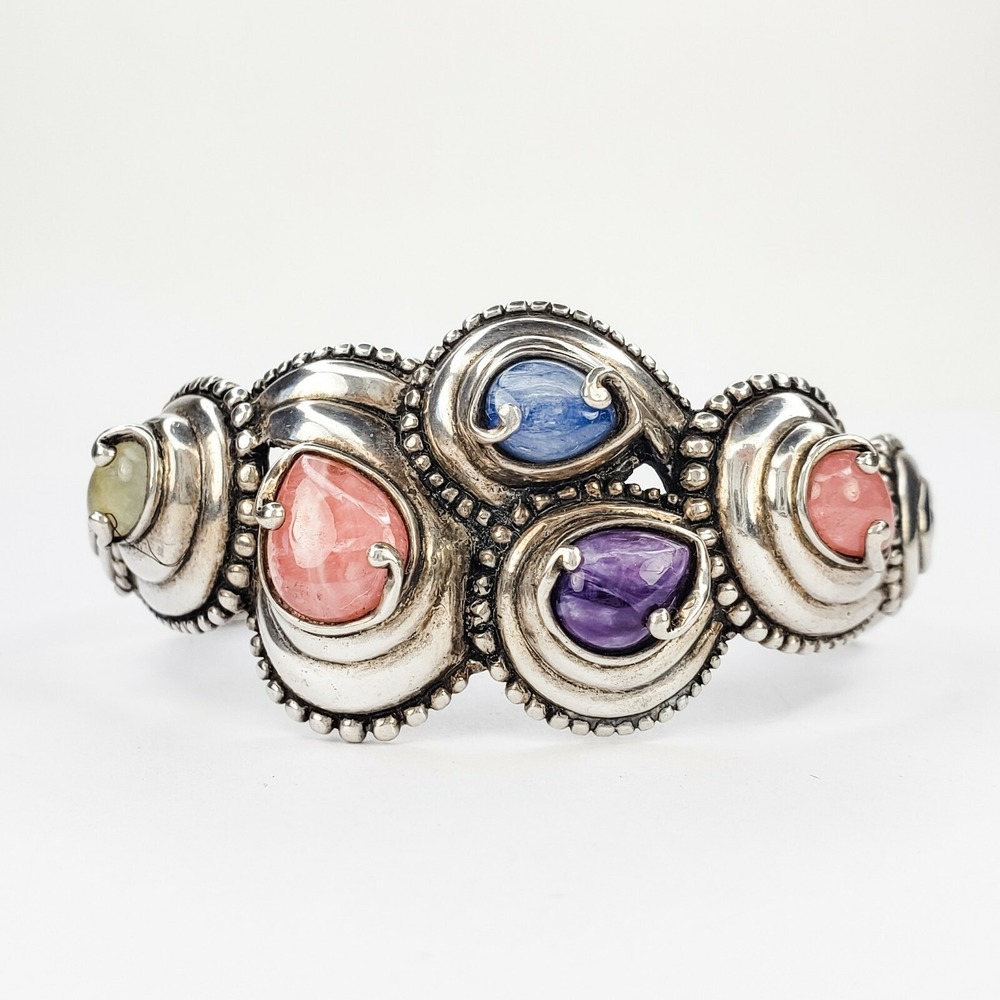 Carolyn Pollack Relios Agate Sterling Silver 925 Cuff Bracelet Stunning Design